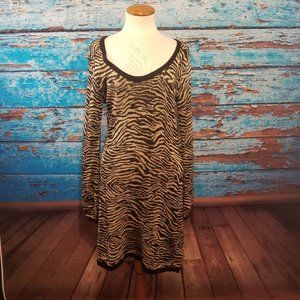XOXO Black & Gold Zebra Striped Sweater Dress NWT